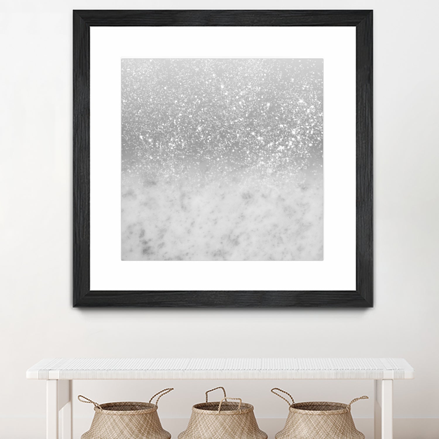 White Marble Silver Ombre Glitter Glam #1 #shiny #gem #decor by Anita & Bella Jantz on GIANT ART - gray photo illustration