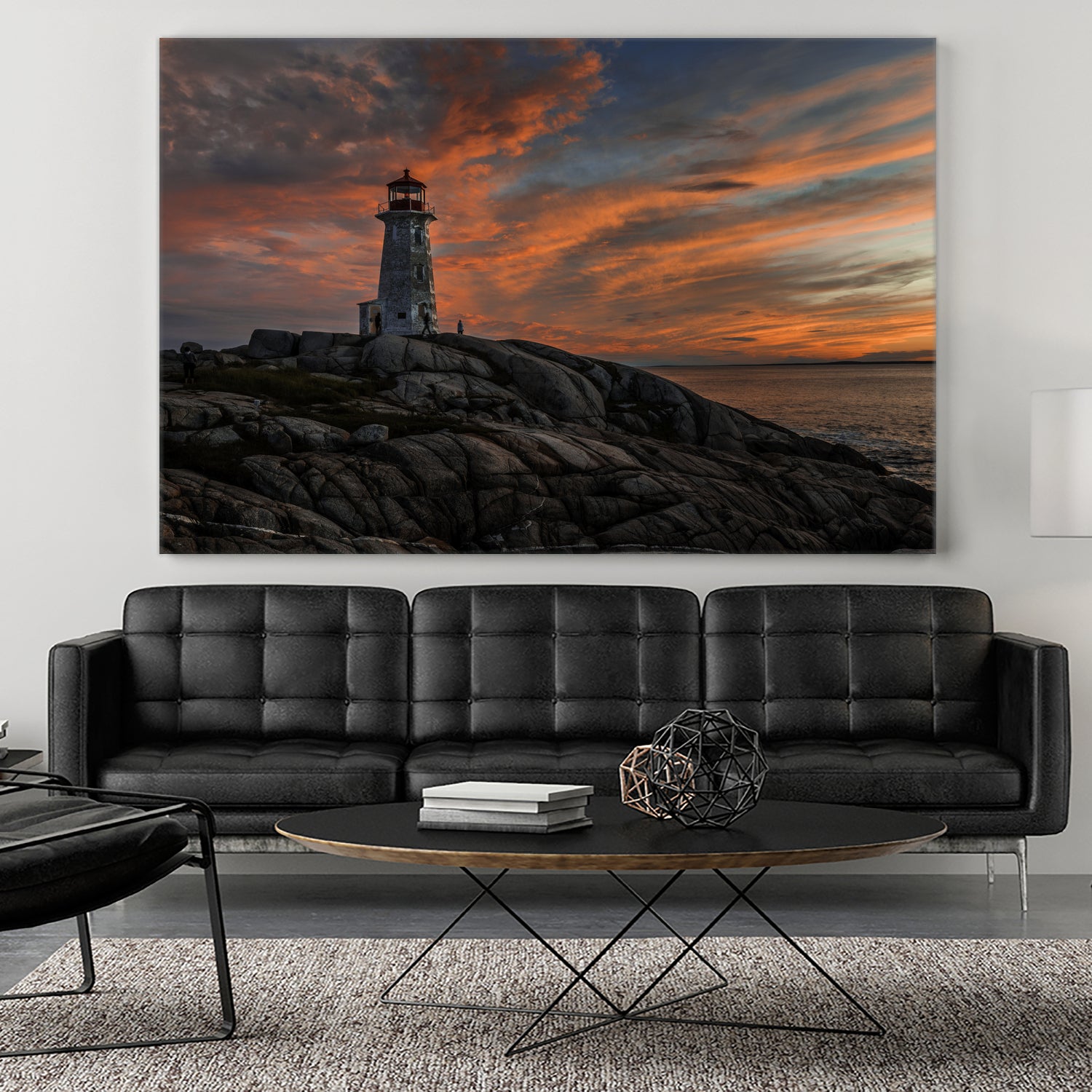 Sunset at Peggy's Point Lighthouse by Lorenzo Bustillo on GIANT ART - gray photo illustration