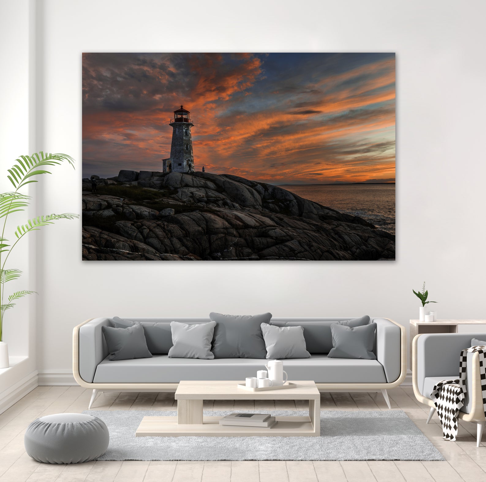 Sunset at Peggy's Point Lighthouse by Lorenzo Bustillo on GIANT ART - gray photo illustration