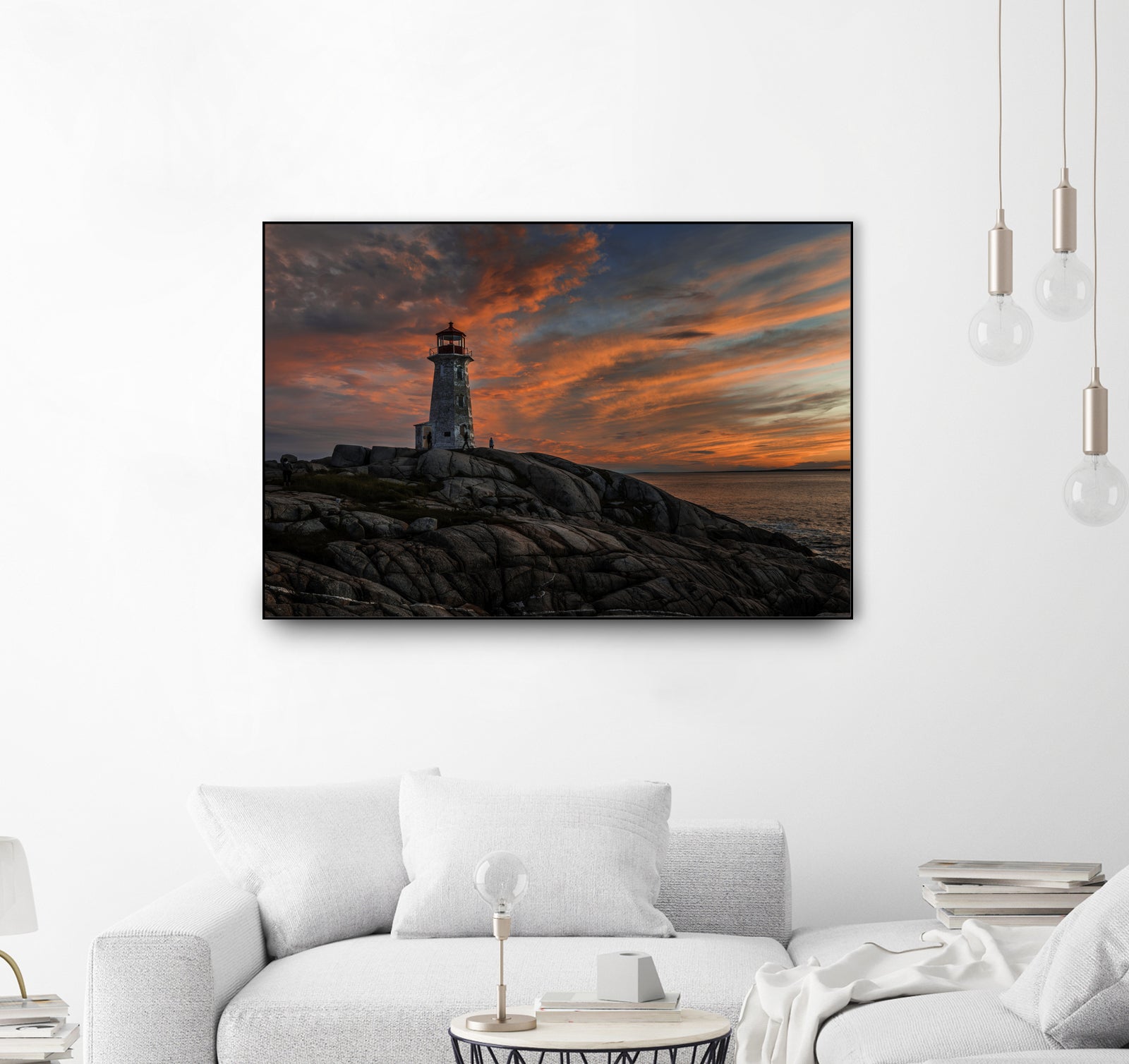 Sunset at Peggy's Point Lighthouse by Lorenzo Bustillo on GIANT ART - gray photo illustration