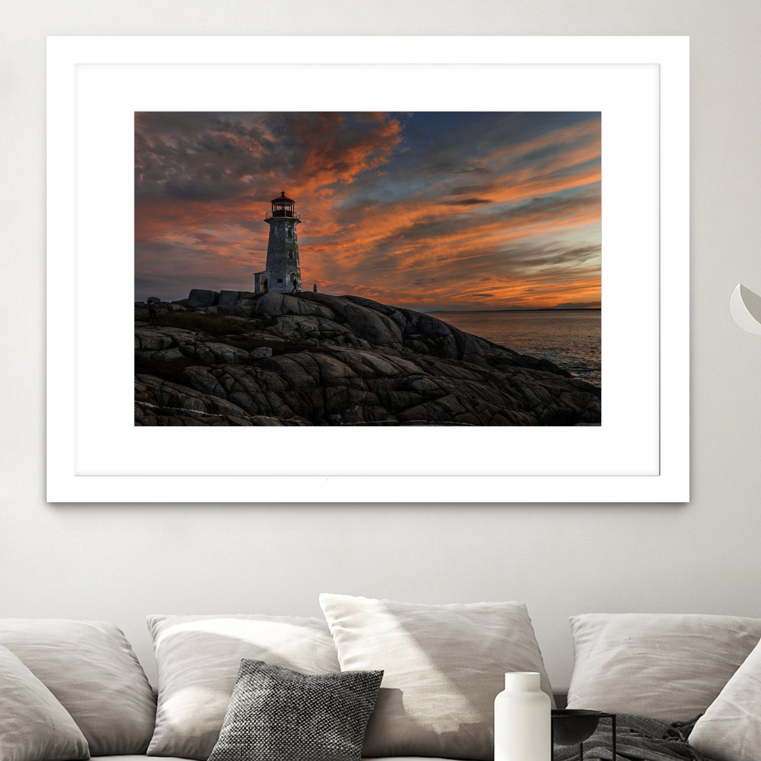 Sunset at Peggy's Point Lighthouse by Lorenzo Bustillo on GIANT ART - gray photo illustration