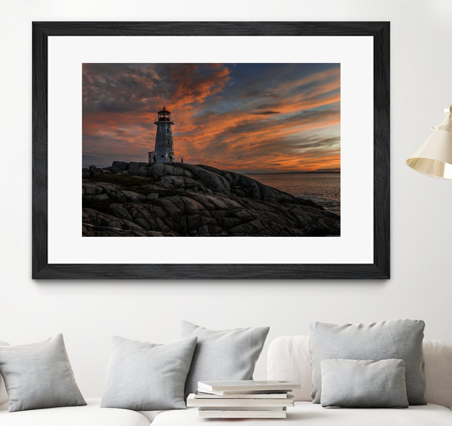 Sunset at Peggy's Point Lighthouse by Lorenzo Bustillo on GIANT ART - gray photo illustration