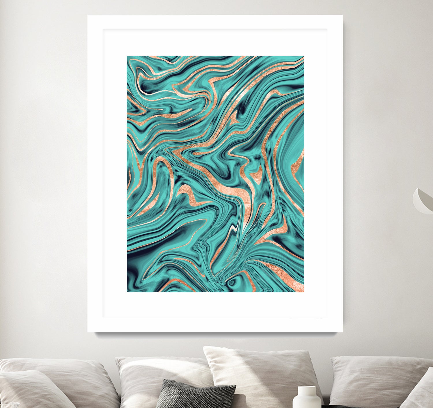 Soft Turquoise Rose Gold Marble #1 #decor #art by Anita & Bella Jantz on GIANT ART - green digital painting