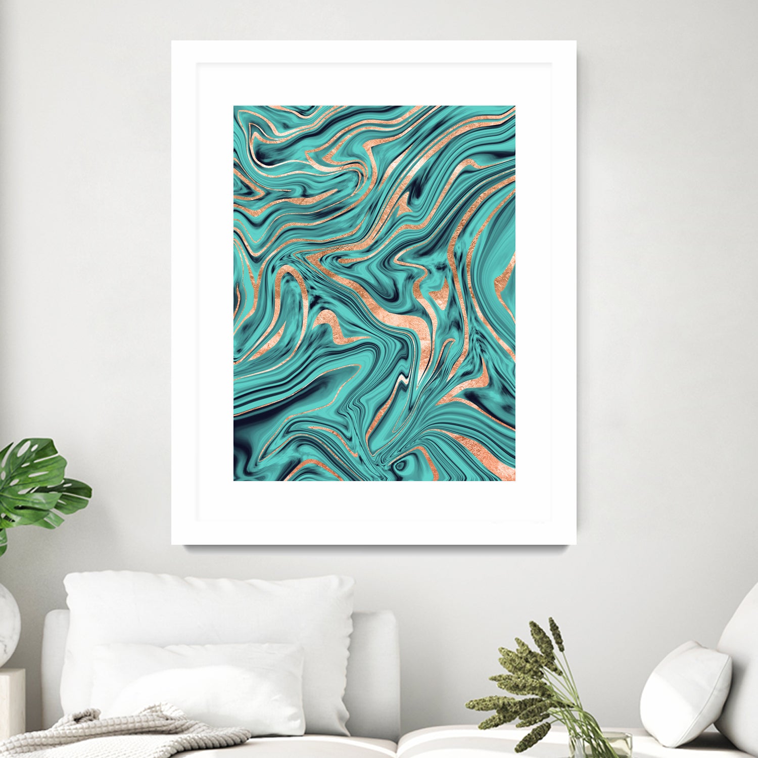 Soft Turquoise Rose Gold Marble #1 #decor #art by Anita & Bella Jantz on GIANT ART - green digital painting