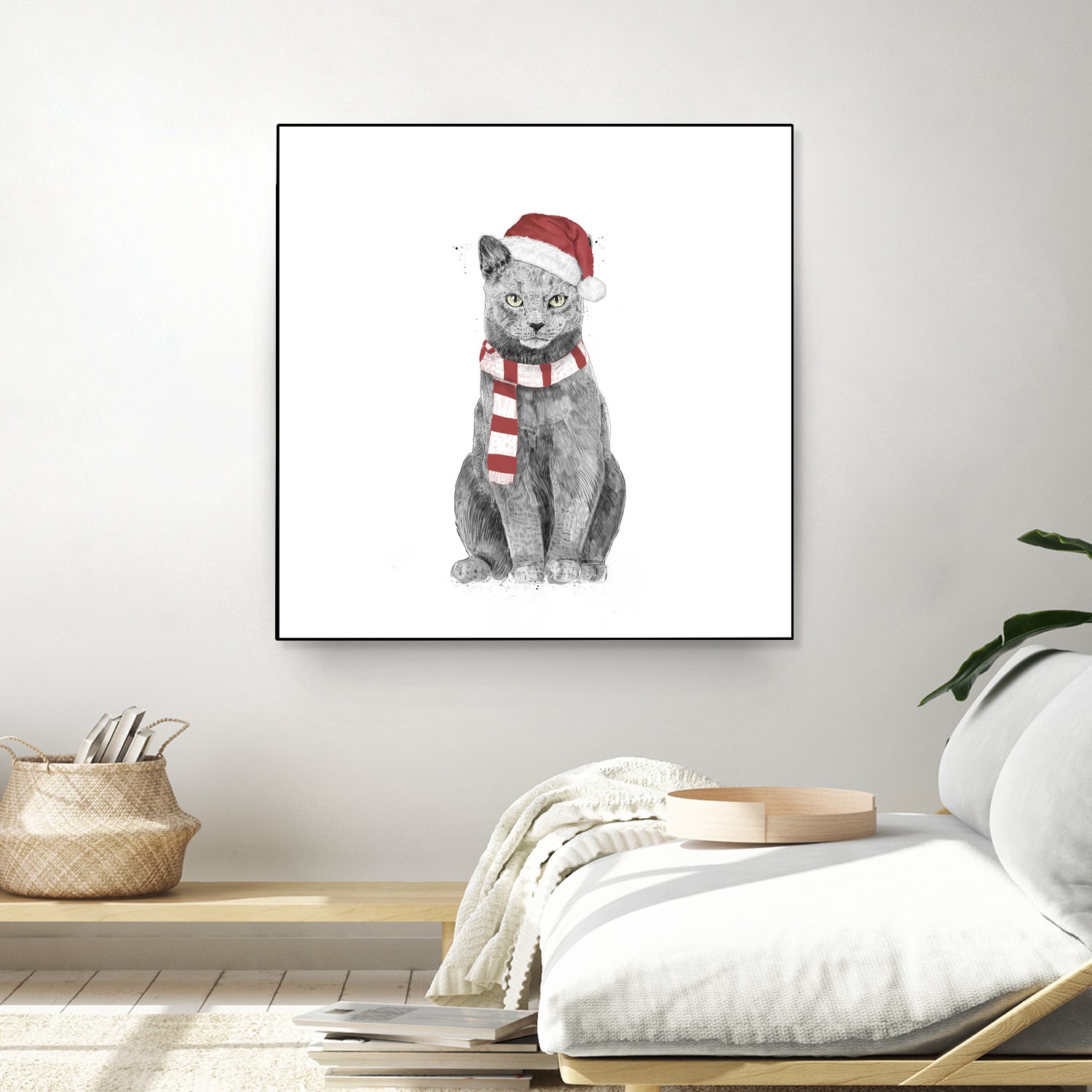 Xmas cat by Solti Balázs on GIANT ART - white digital drawing