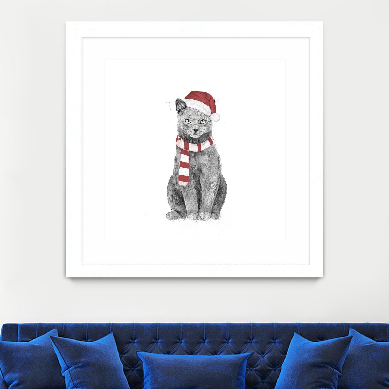 Xmas cat by Solti Balázs on GIANT ART - white digital drawing