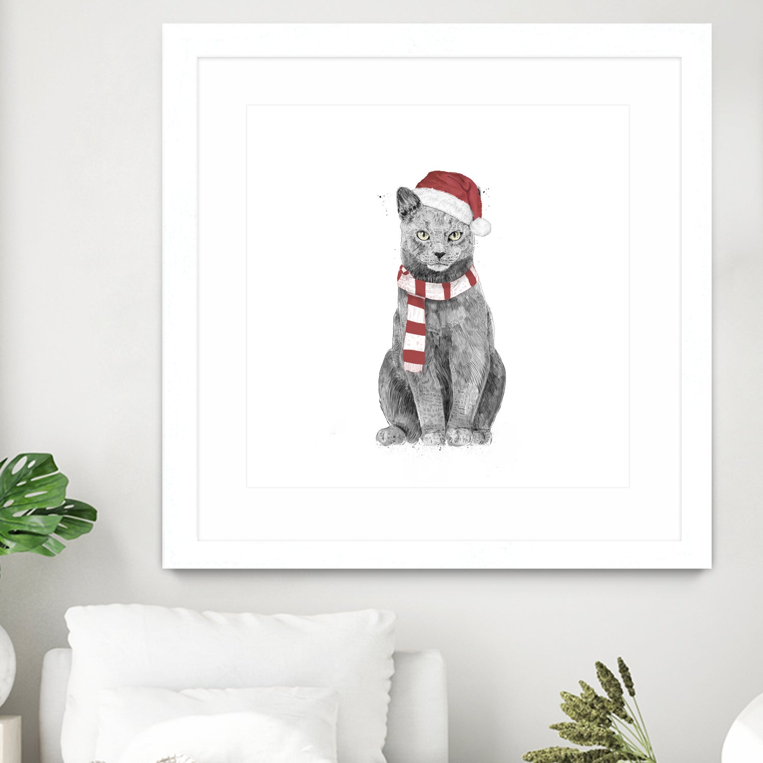 Xmas cat by Solti Balázs on GIANT ART - white digital drawing