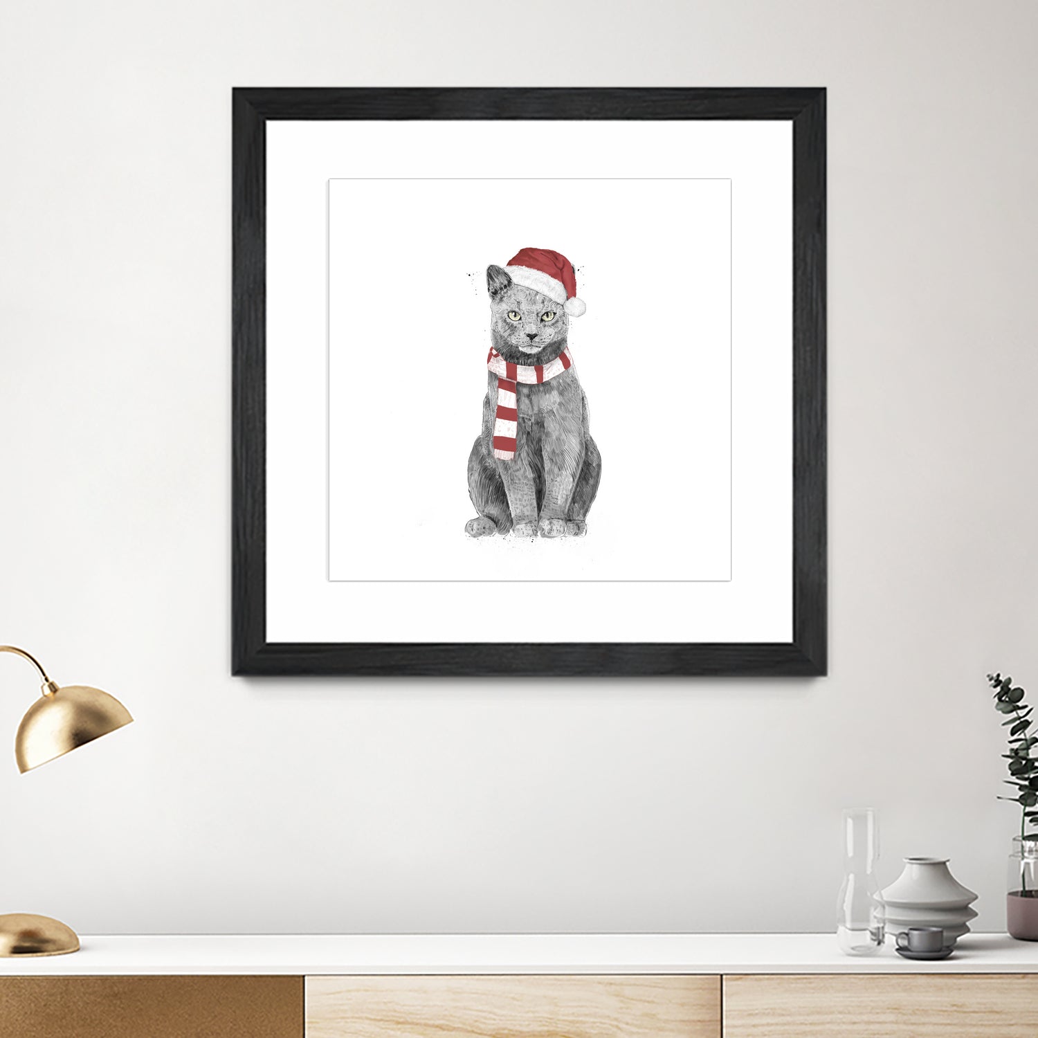 Xmas cat by Solti Balázs on GIANT ART - white digital drawing