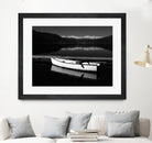 White lake boat by IOANNA PAPANIKOLAOU on GIANT ART - black photo illustration