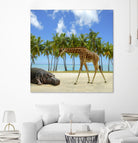 giraffe and hippo by Artem Avetisyan on GIANT ART - brown photo illustration