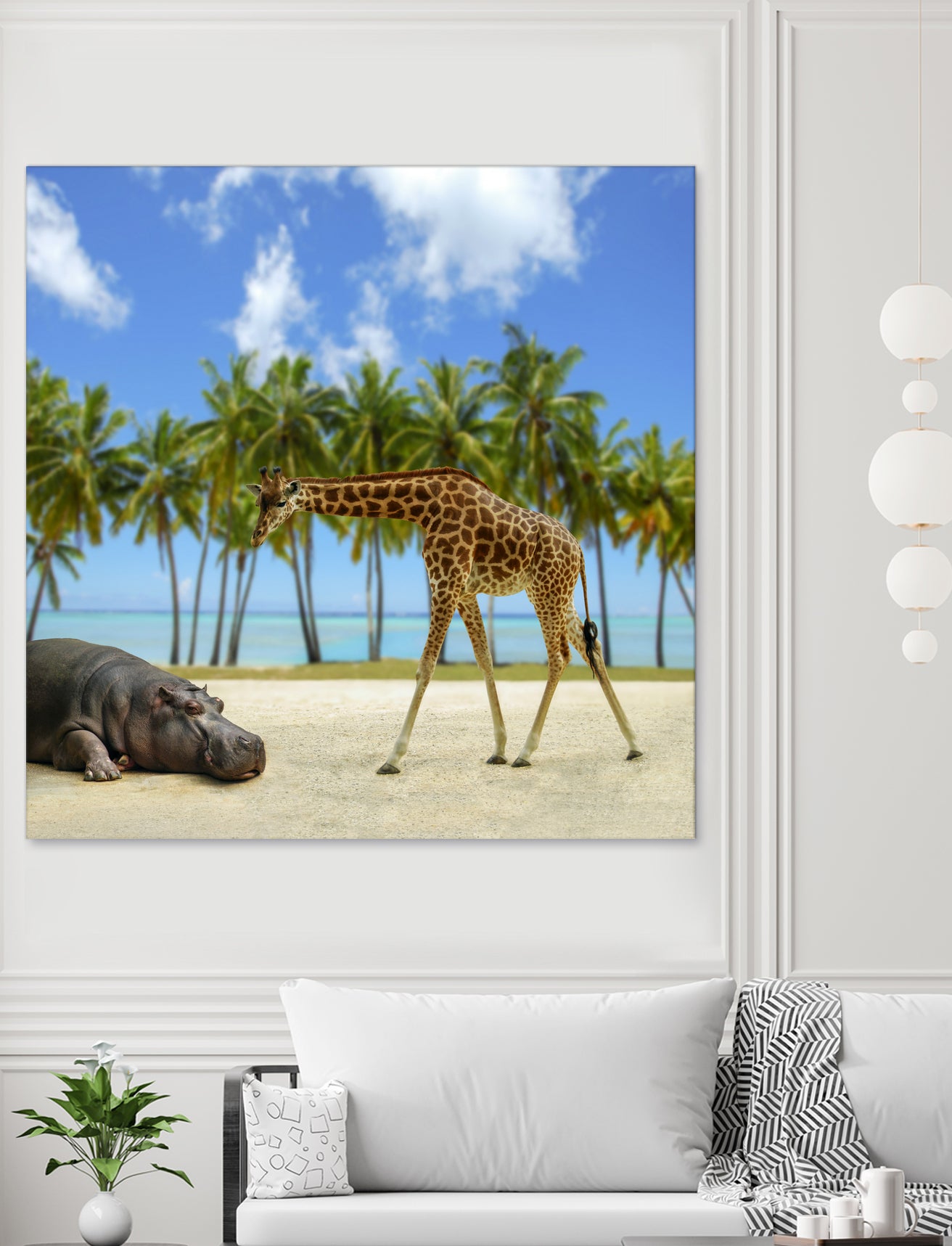 giraffe and hippo by Artem Avetisyan on GIANT ART - brown photo illustration