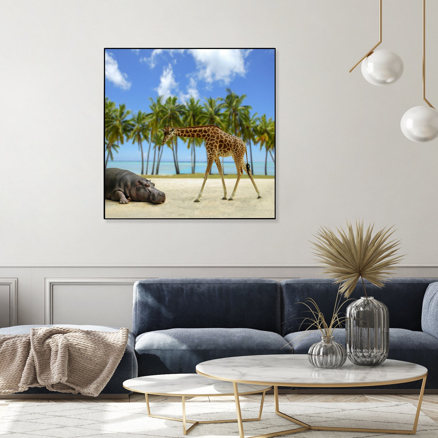 giraffe and hippo by Artem Avetisyan on GIANT ART - brown photo illustration