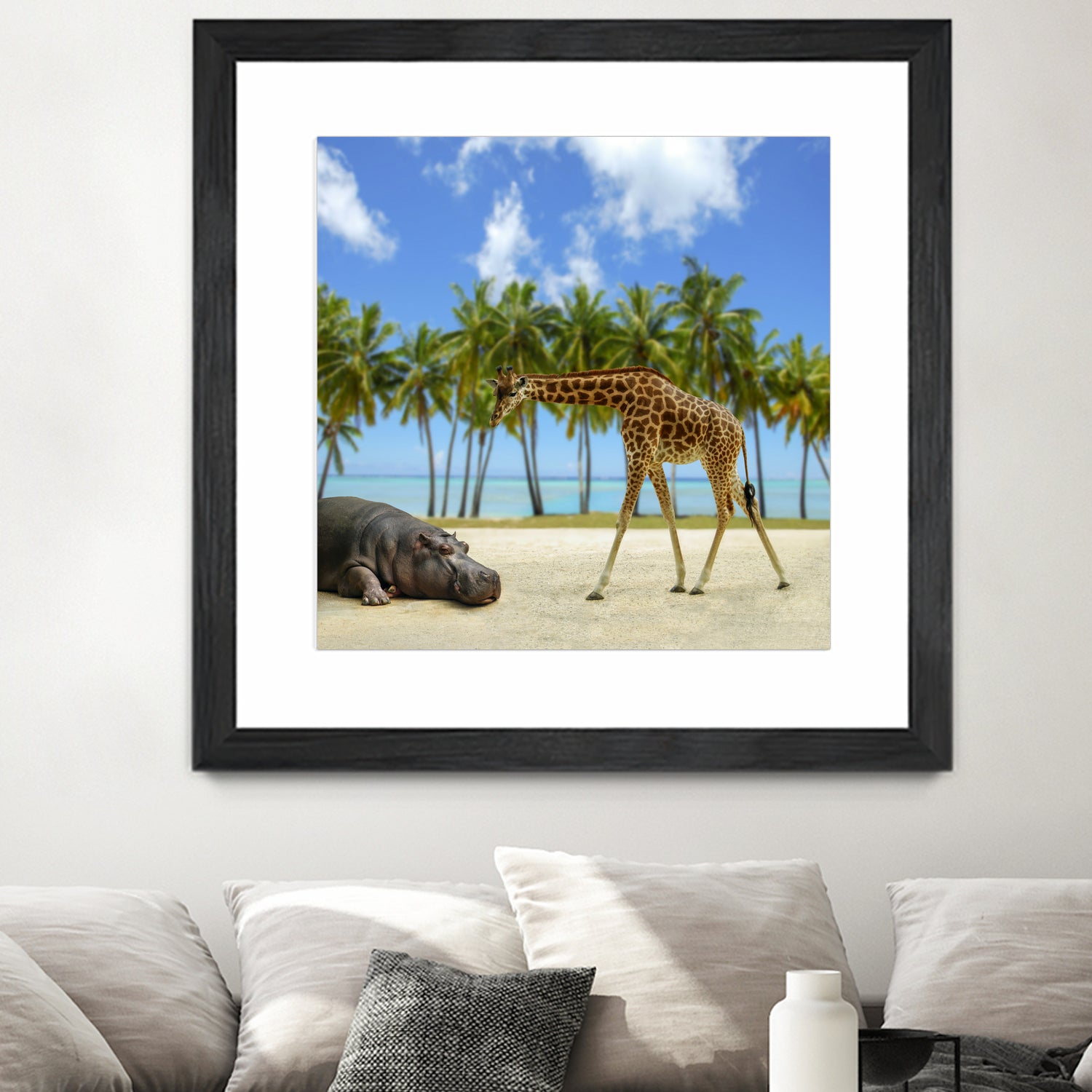 giraffe and hippo by Artem Avetisyan on GIANT ART - brown photo illustration