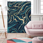 Teal Navy Blue Gold Marble #1 #decor #art by Anita & Bella Jantz on GIANT ART - blue digital painting