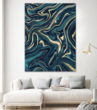 Teal Navy Blue Gold Marble #1 #decor #art by Anita & Bella Jantz on GIANT ART - blue digital painting