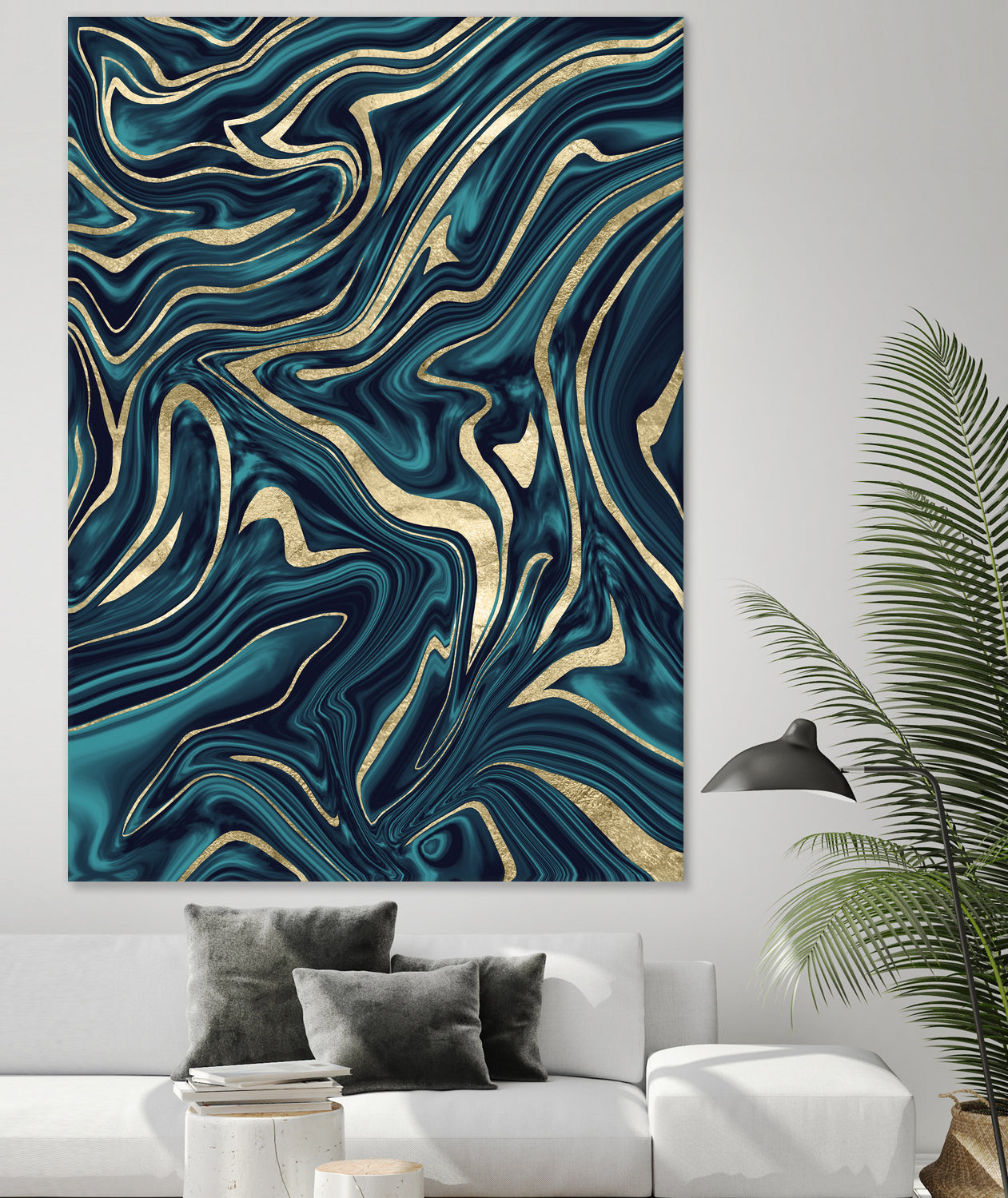 Teal Navy Blue Gold Marble #1 #decor #art by Anita & Bella Jantz on GIANT ART - blue digital painting