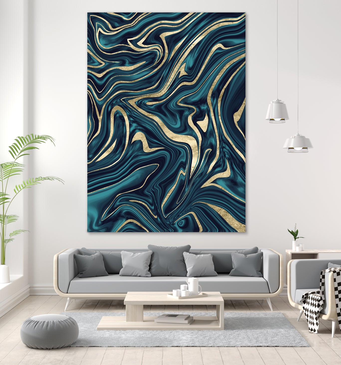 Teal Navy Blue Gold Marble #1 #decor #art by Anita & Bella Jantz on GIANT ART - blue digital painting