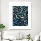 Teal Navy Blue Gold Marble #1 #decor #art by Anita & Bella Jantz on GIANT ART - blue digital painting