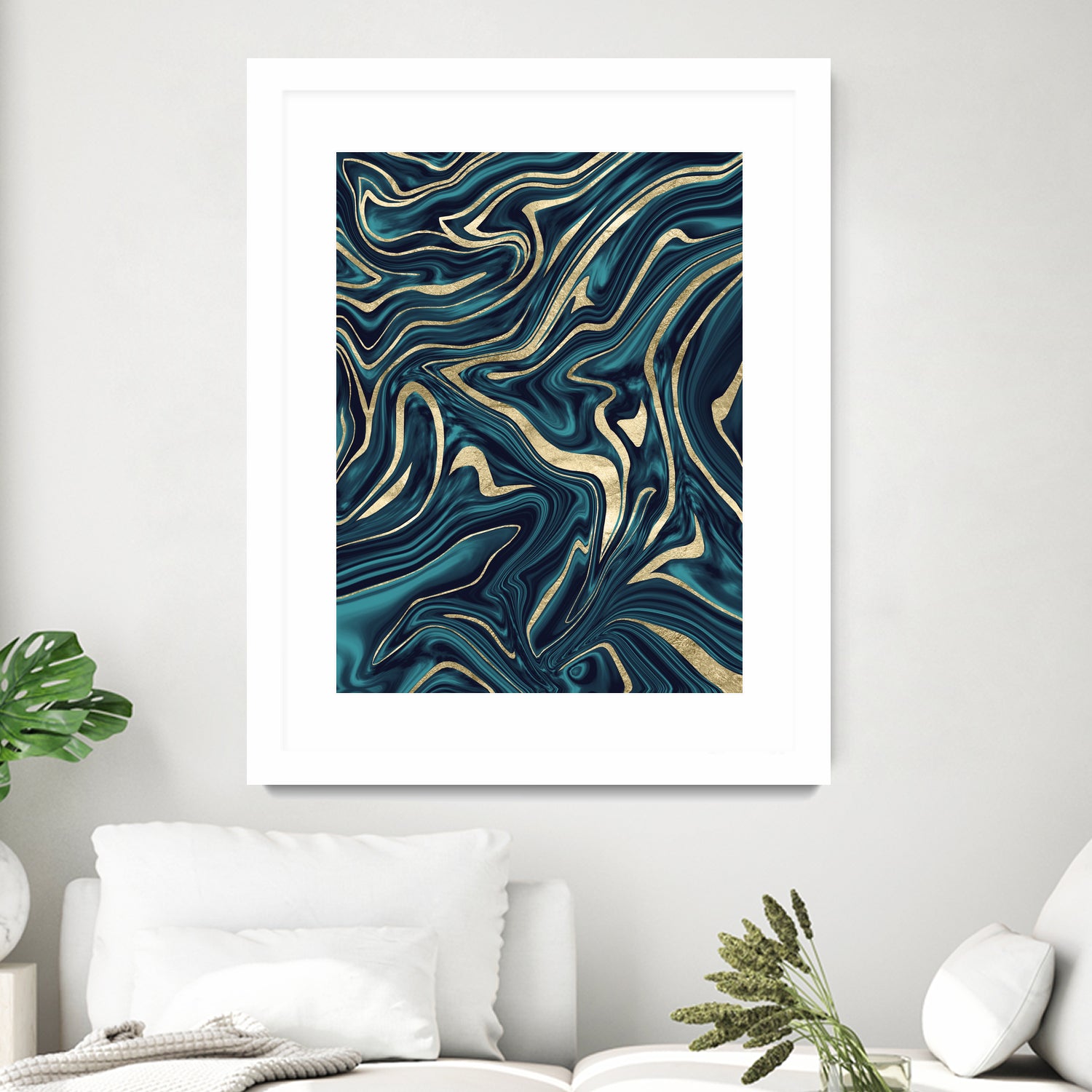 Teal Navy Blue Gold Marble #1 #decor #art by Anita & Bella Jantz on GIANT ART - blue digital painting