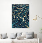 Teal Navy Blue Gold Marble #1 #decor #art by Anita & Bella Jantz on GIANT ART - blue digital painting