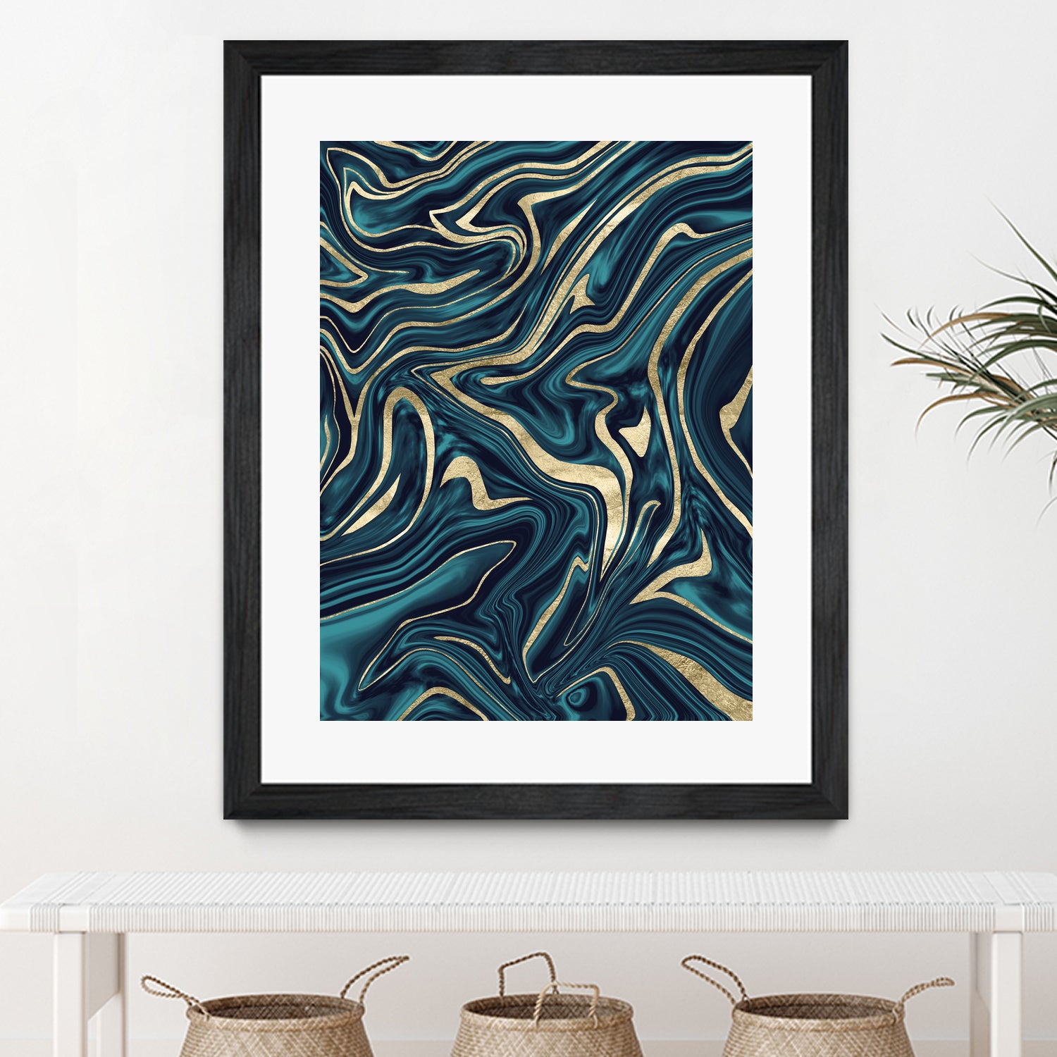 Teal Navy Blue Gold Marble #1 #decor #art by Anita & Bella Jantz on GIANT ART - blue digital painting