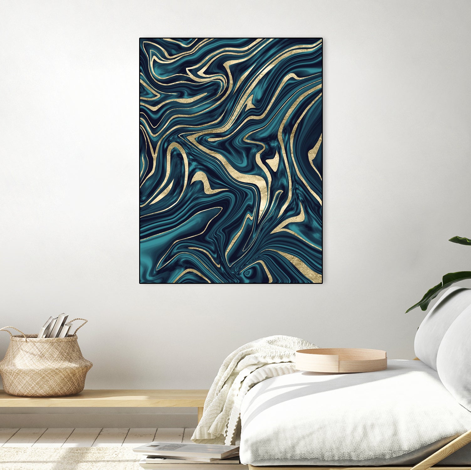 Teal Navy Blue Gold Marble #1 #decor #art by Anita & Bella Jantz on GIANT ART - blue digital painting