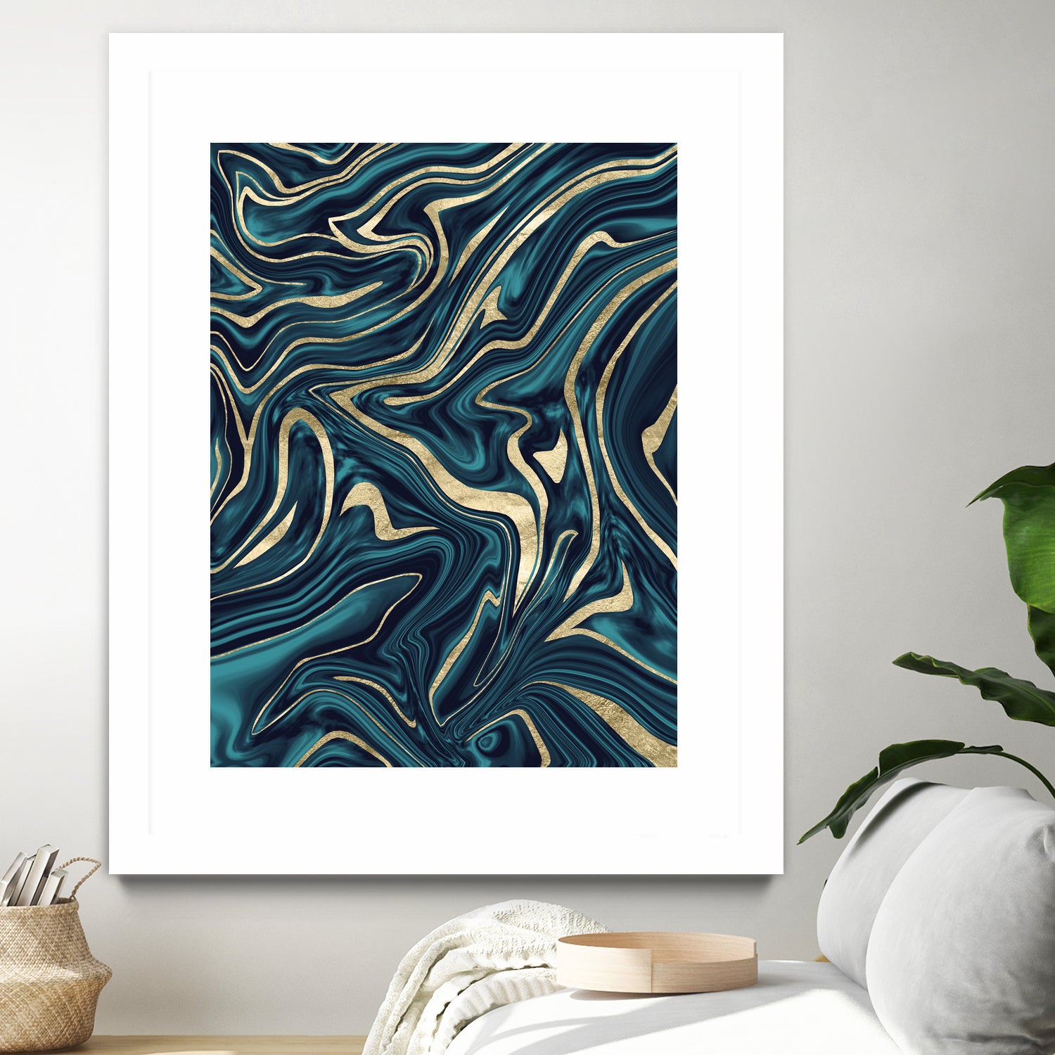 Teal Navy Blue Gold Marble #1 #decor #art by Anita & Bella Jantz on GIANT ART - blue digital painting