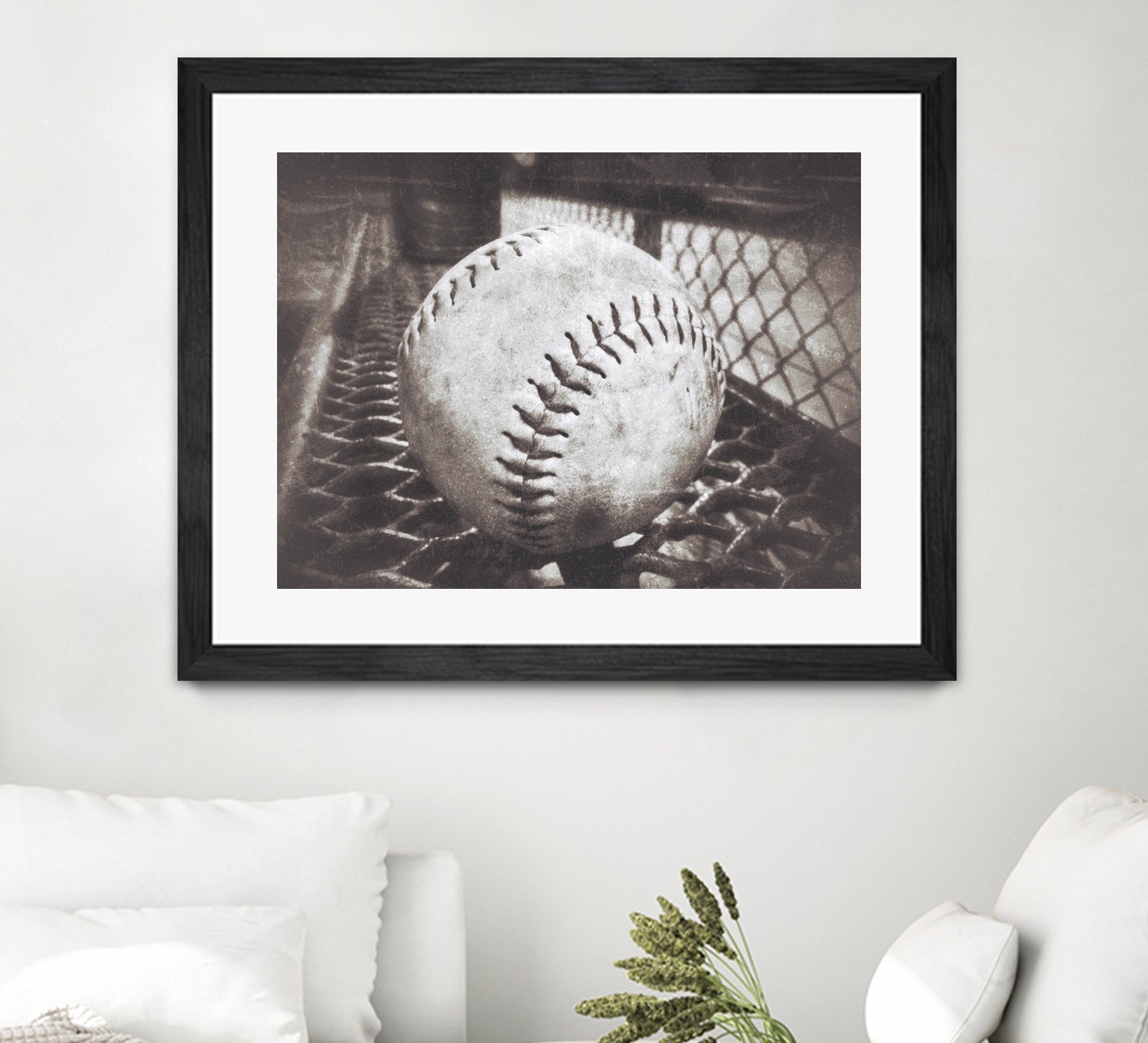 Softball on the Bench in Sepia by Leah McPhail on GIANT ART - brown photo illustration