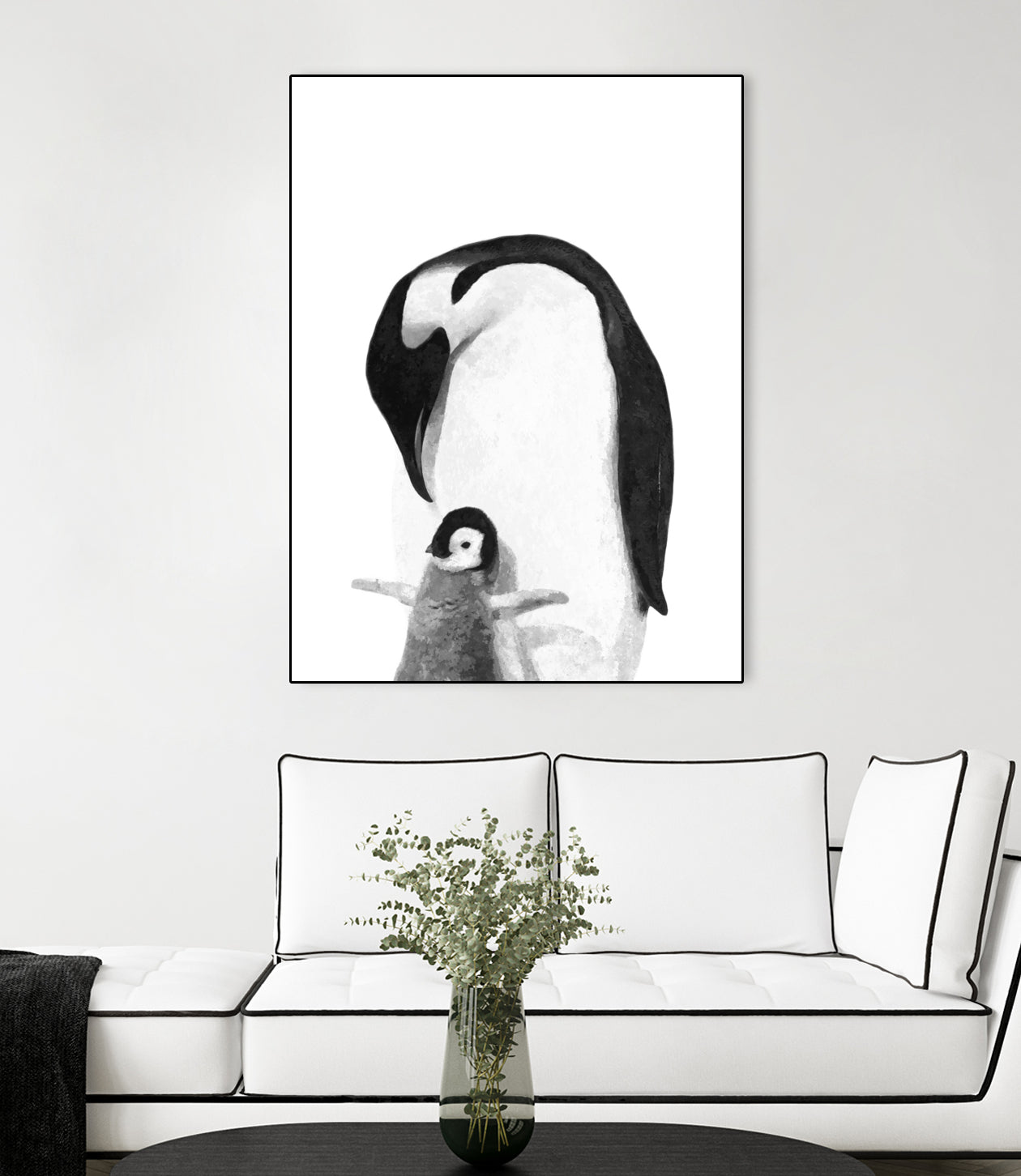 Black and White Penguins by Alessandra Minervini on GIANT ART - black digital painting