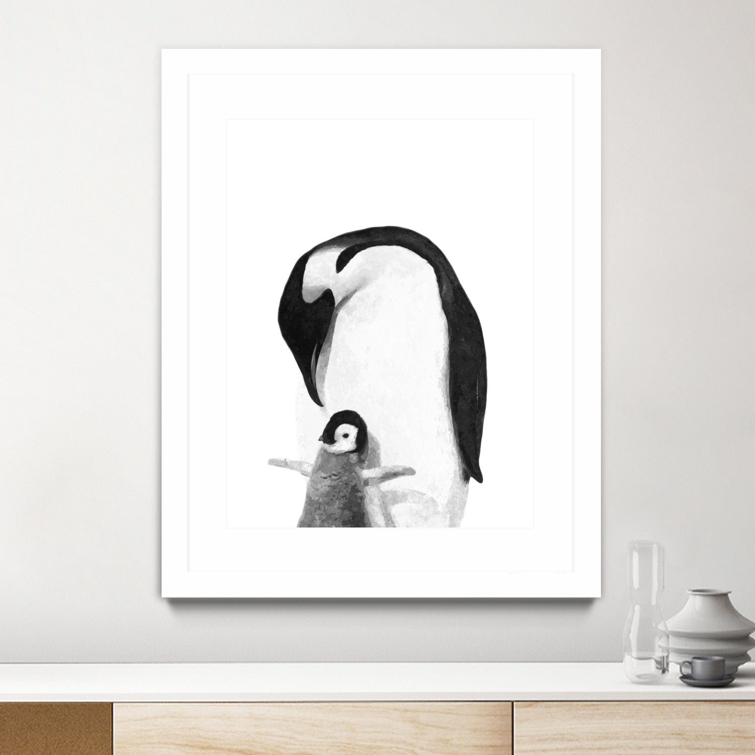 Black and White Penguins by Alessandra Minervini on GIANT ART - black digital painting