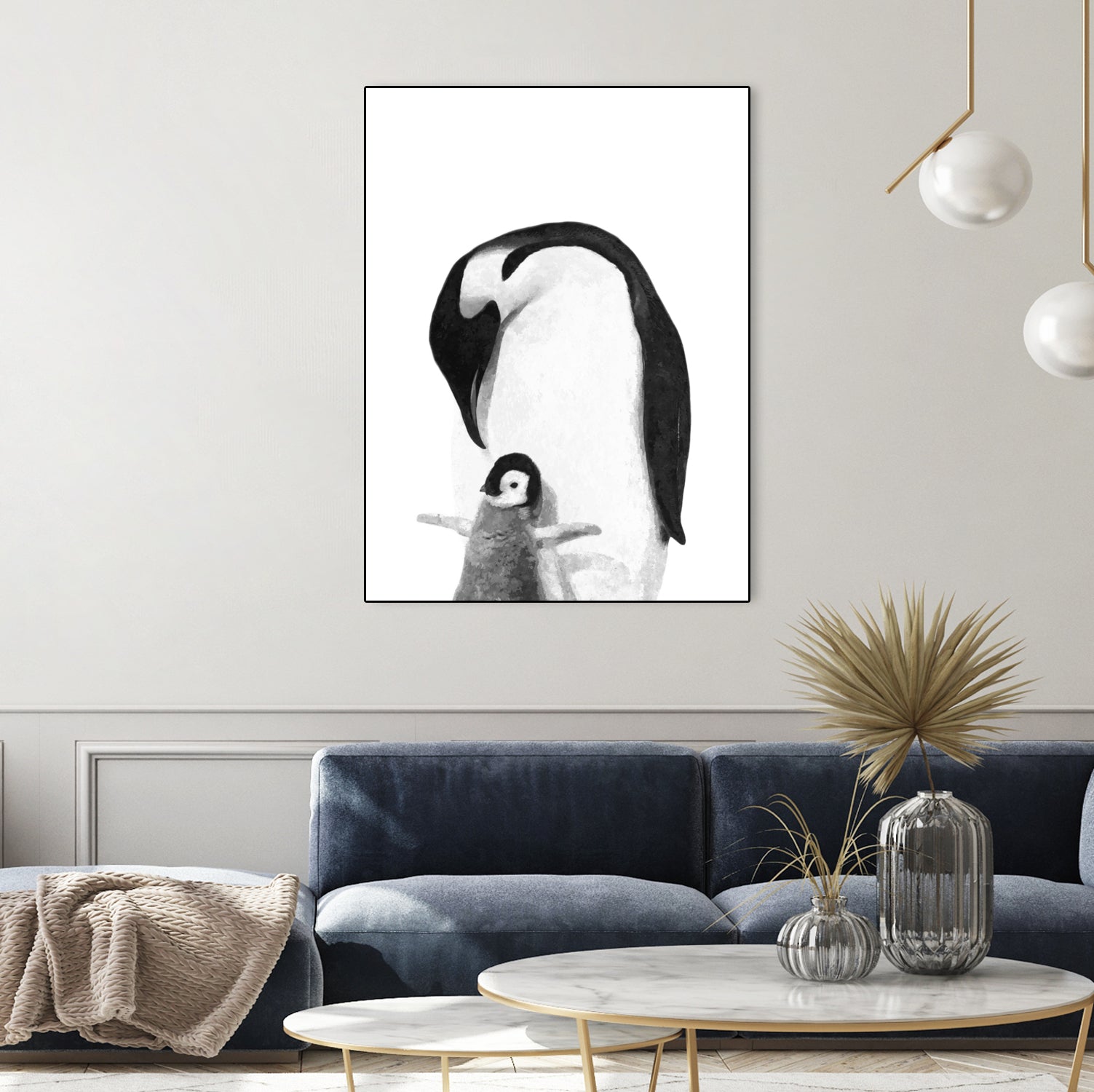 Black and White Penguins by Alessandra Minervini on GIANT ART - black digital painting