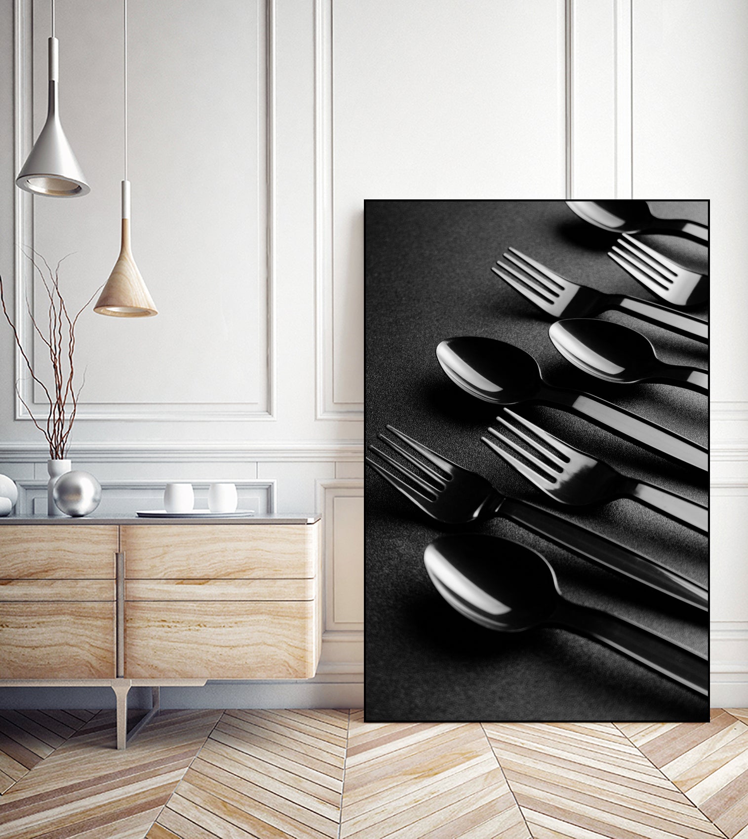 Black plastic cutlery by Studio OMG on GIANT ART - black photo illustration