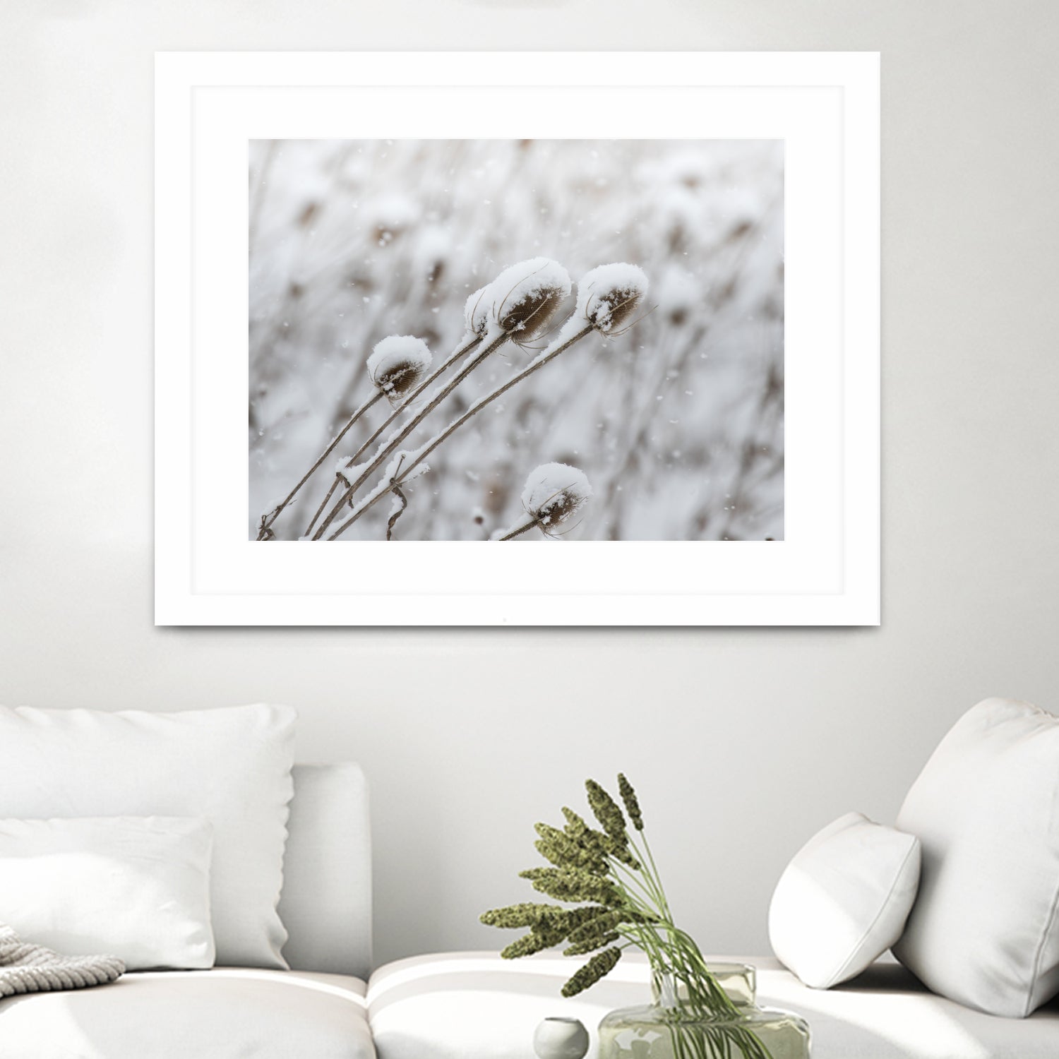 Snow on Thistle by Arlene Carley on GIANT ART - white photo manipulation