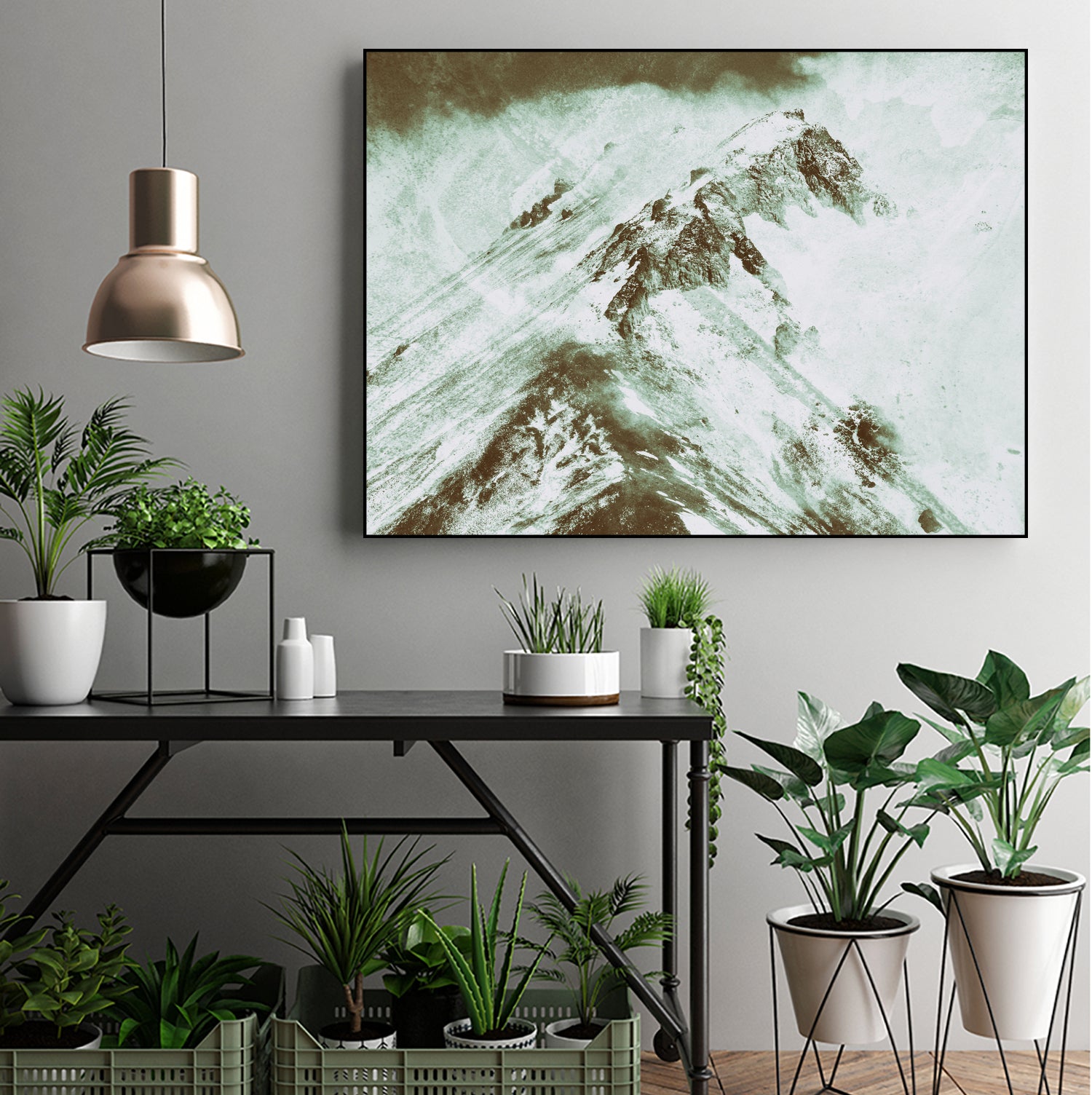 Peak of Mt Shasta by Arlene Carley on GIANT ART - green photo manipulation