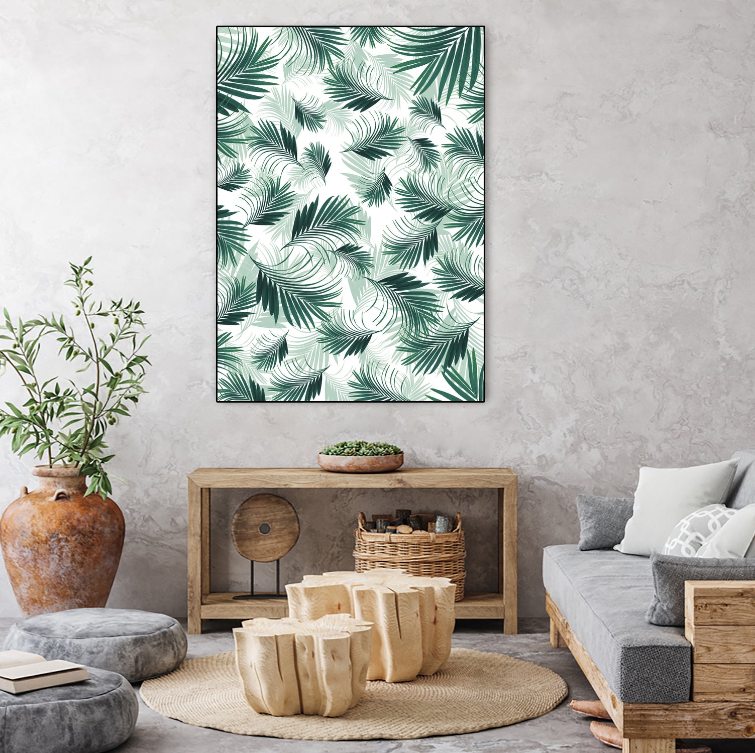 Tropical Green Palms Pattern #1 #tropical #decor #art by Anita & Bella Jantz on GIANT ART - green photo illustration