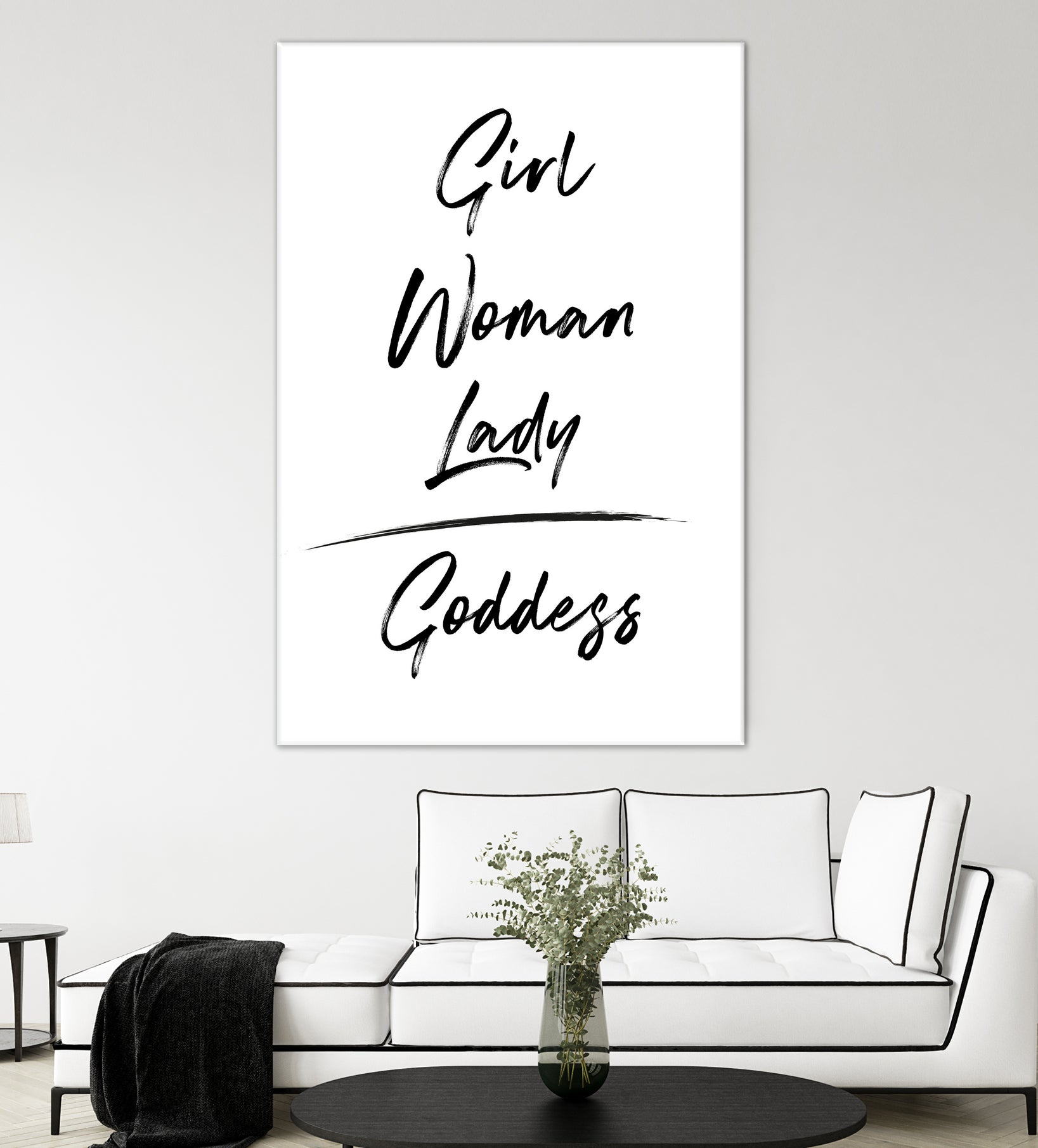 Girl Woman Lady = Goddess | Black and White Edition by Anastasia Sawall on GIANT ART - black typography