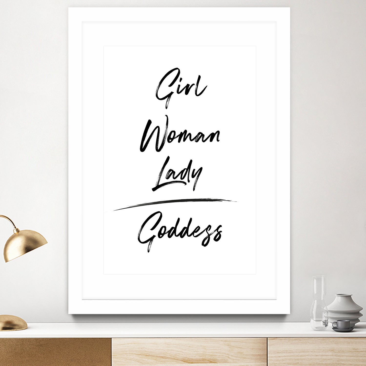 Girl Woman Lady = Goddess | Black and White Edition by Anastasia Sawall on GIANT ART - black typography