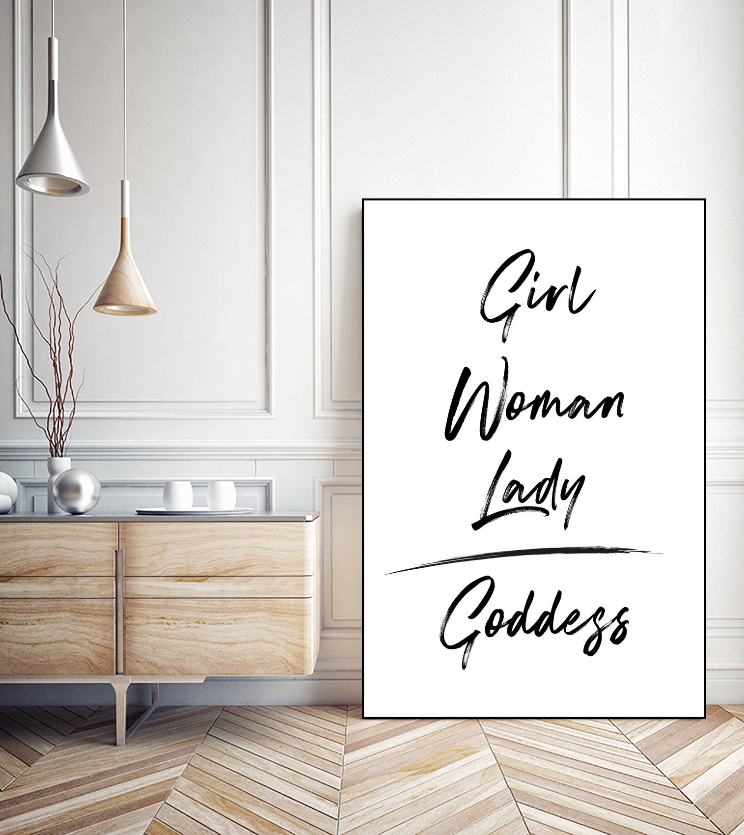 Girl Woman Lady = Goddess | Black and White Edition by Anastasia Sawall on GIANT ART - black typography