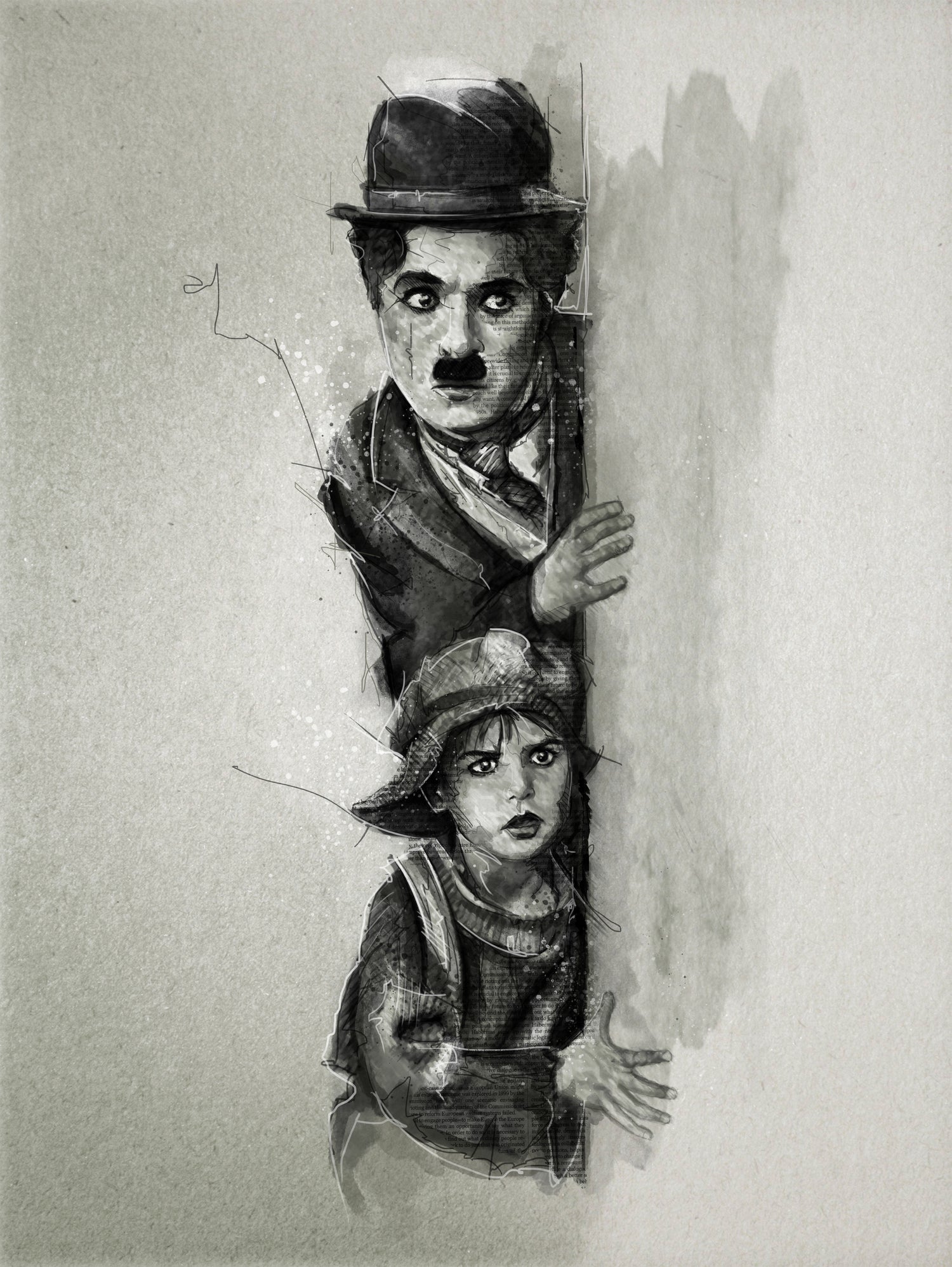 Charlie Chaplin - The Kid by Claudio Tosi on GIANT ART - black digital painting