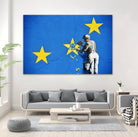 Banksy, Euro stars, edited, cut verion, Banksy poster by ALMA Studio on GIANT ART - blue mixed media