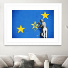 Banksy, Euro stars, edited, cut verion, Banksy poster by ALMA Studio on GIANT ART - blue mixed media