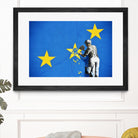 Banksy, Euro stars, edited, cut verion, Banksy poster by ALMA Studio on GIANT ART - blue mixed media