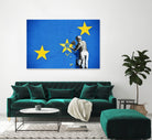 Banksy, Euro stars, edited, cut verion, Banksy poster by ALMA Studio on GIANT ART - blue mixed media