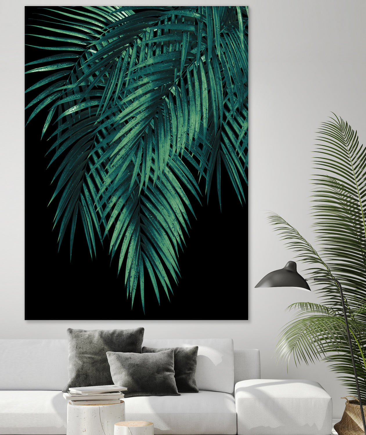 Palm Leaves Green Night Vibes #1 #tropical #decor #art by Anita & Bella Jantz on GIANT ART - green photo illustration