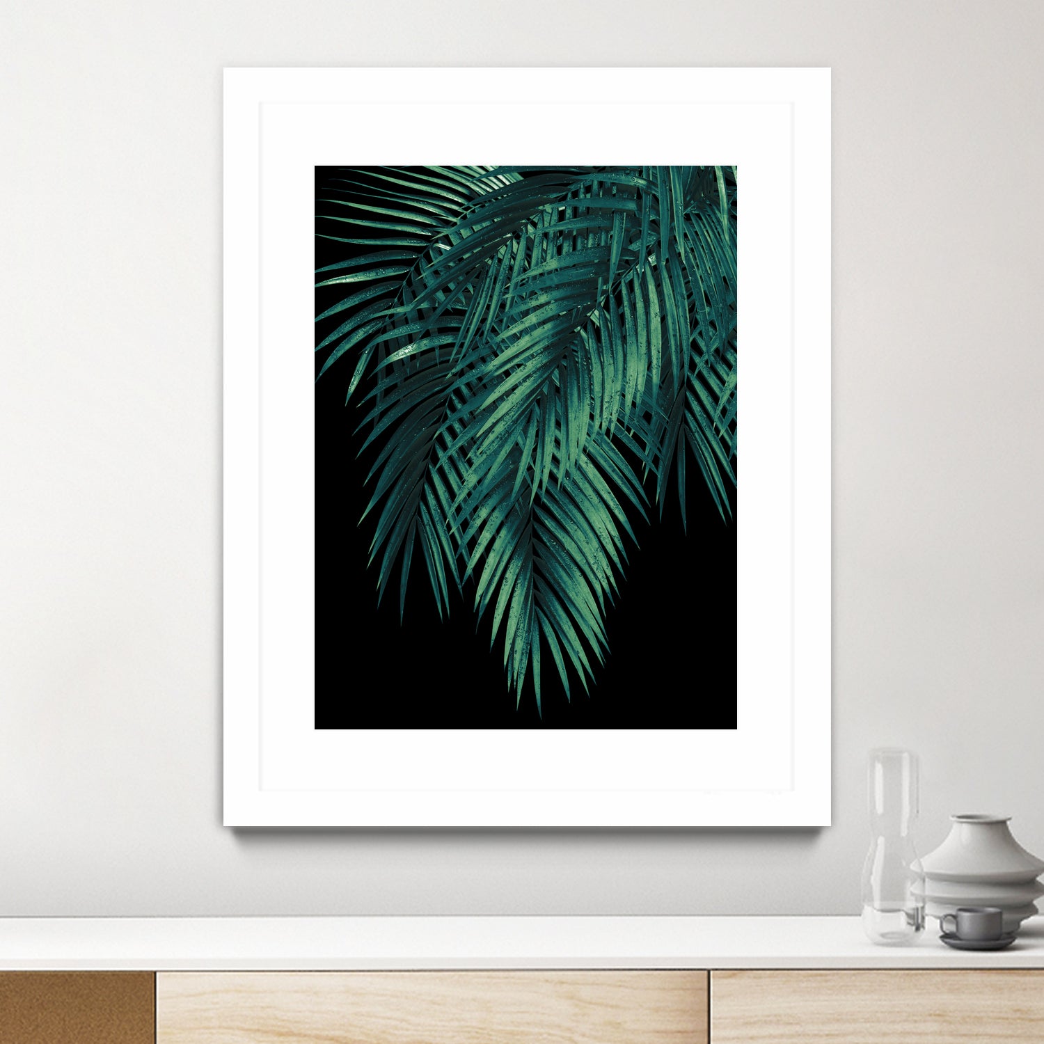 Palm Leaves Green Night Vibes #1 #tropical #decor #art by Anita & Bella Jantz on GIANT ART - green photo illustration