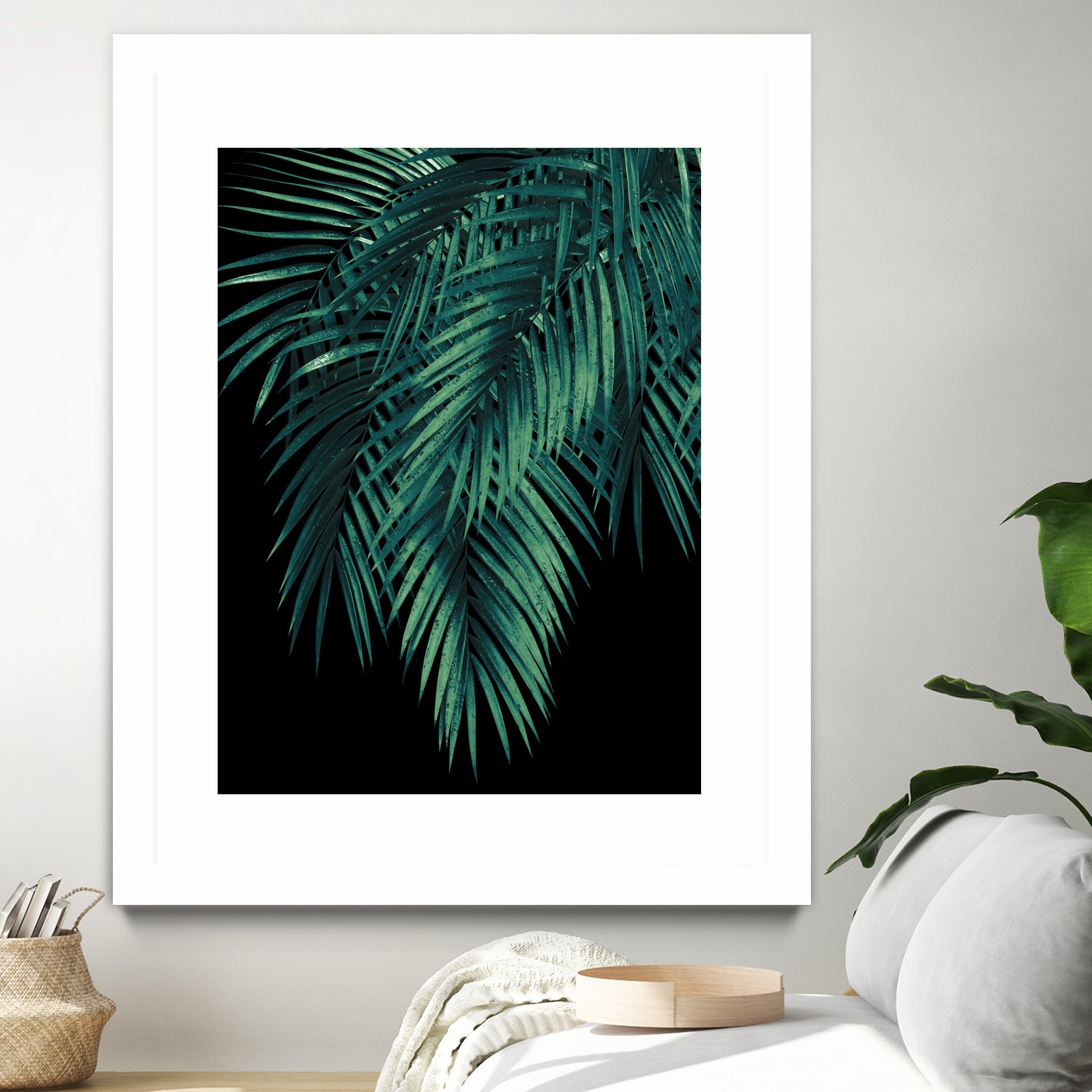 Palm Leaves Green Night Vibes #1 #tropical #decor #art by Anita & Bella Jantz on GIANT ART - green photo illustration