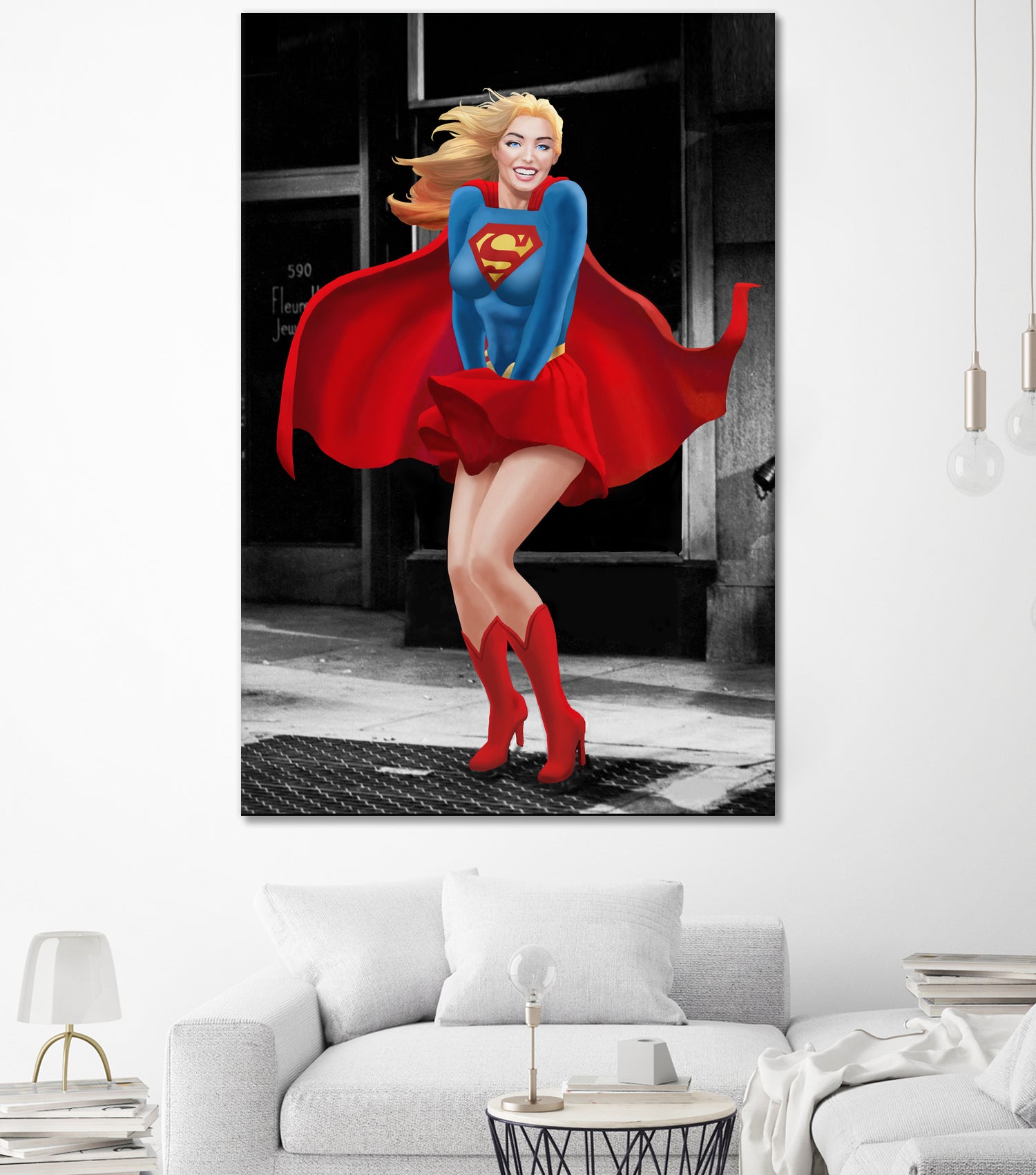 Supergirl a a Marilyn by Dan Avenell on GIANT ART - red digital painting