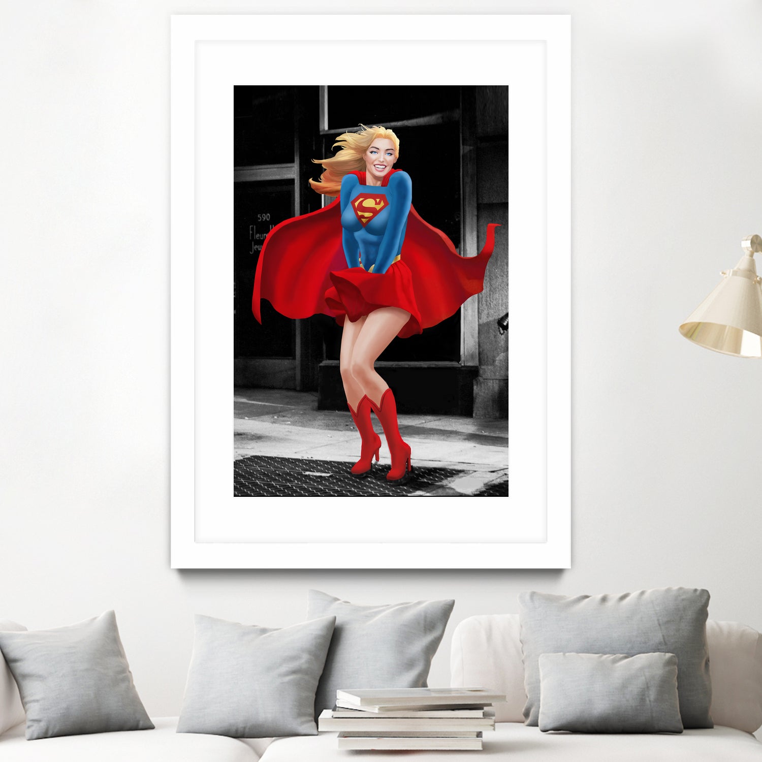 Supergirl a a Marilyn by Dan Avenell on GIANT ART - red digital painting