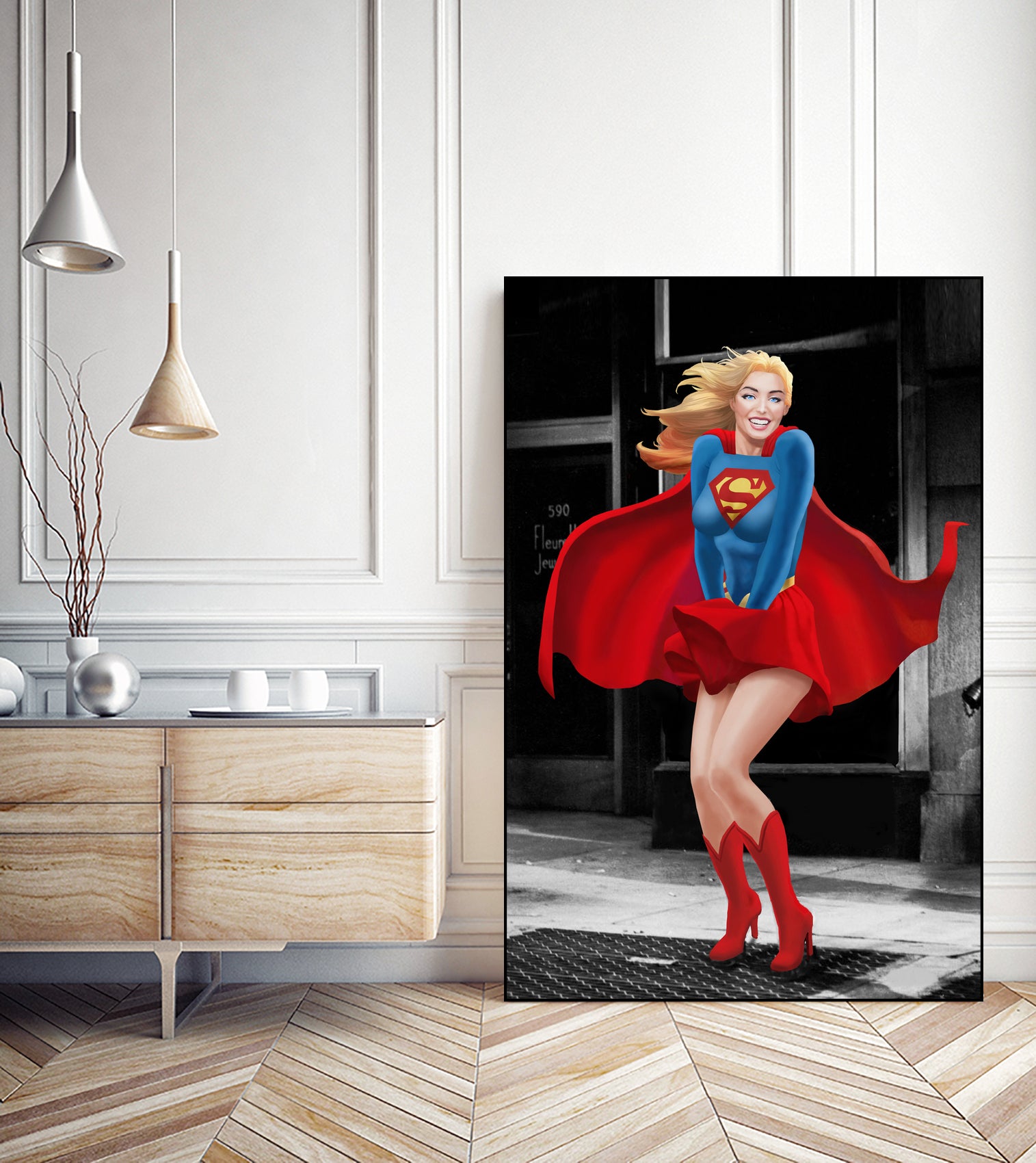 Supergirl a a Marilyn by Dan Avenell on GIANT ART - red digital painting