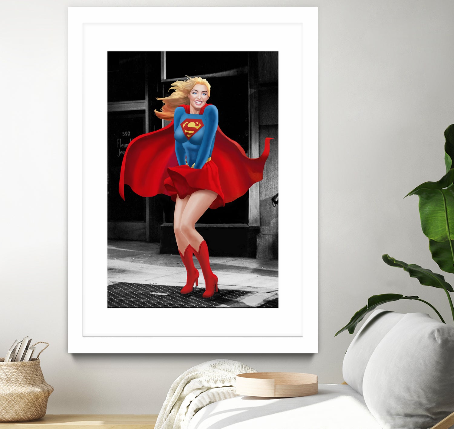 Supergirl a a Marilyn by Dan Avenell on GIANT ART - red digital painting